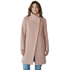Kenneth Cole Blush Pink Wool Blend Coat Womens Size L Mid Length Winter Jacket